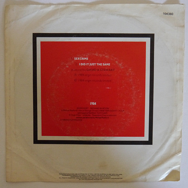 Eurythmics : Sexcrime (Nineteen Eighty Four) (7", Single)
