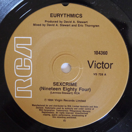 Eurythmics : Sexcrime (Nineteen Eighty Four) (7", Single)