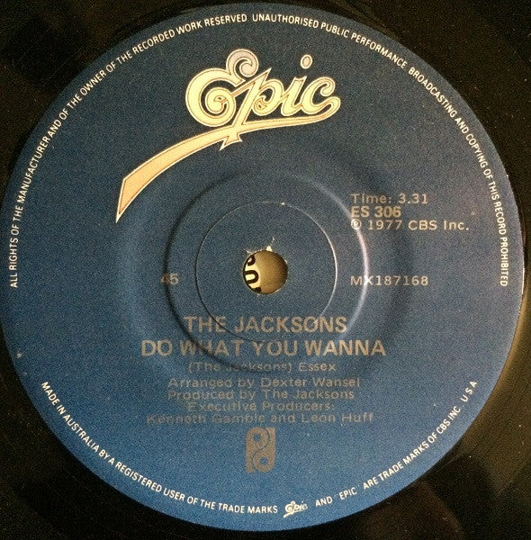 The Jacksons : Blame It On The Boogie (7", Single, Blu)