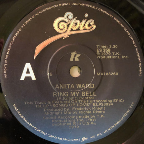 Anita Ward : Ring My Bell (7", Single)