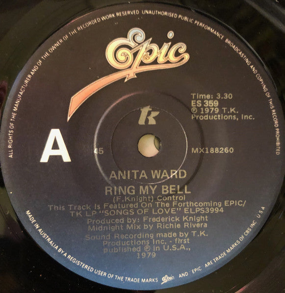 Anita Ward : Ring My Bell (7", Single)
