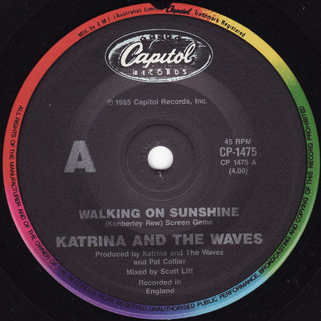 Katrina And The Waves : Walking On Sunshine (7", Pic)
