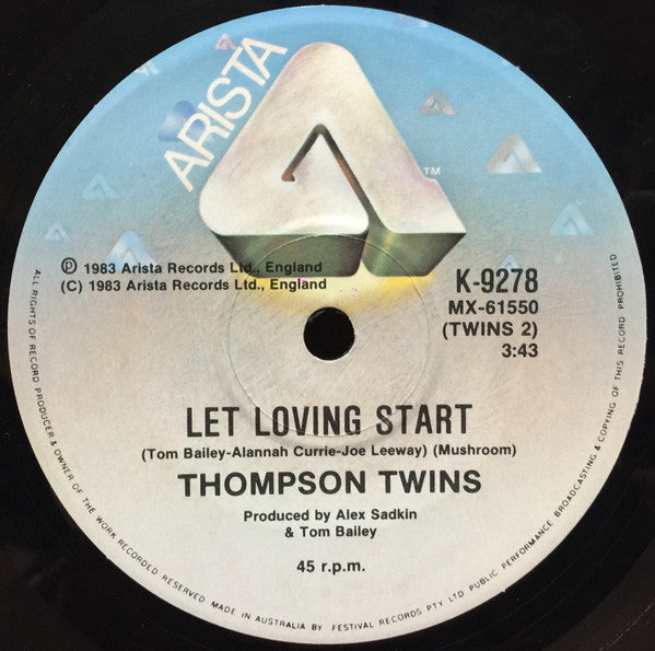 Thompson Twins : Hold Me Now (7", Single)