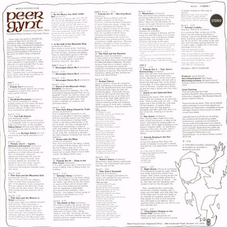 Edvard Grieg : Peer Gynt  - Premier Recording Of The Complete Music For Ibsen's Dramatic Poem (2xLP, Album, Club, Gat)