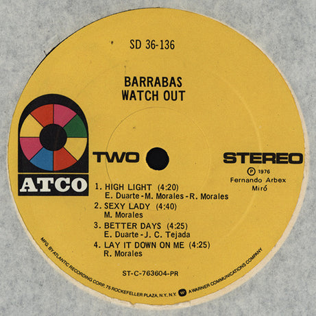 Barrabas : Watch Out (LP, Album, Pre)