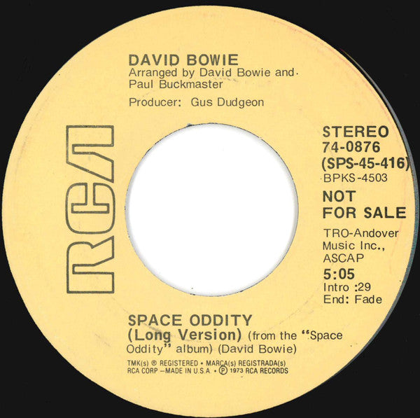 David Bowie : Space Oddity (7", Single, Promo)