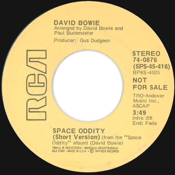 David Bowie : Space Oddity (7", Single, Promo)