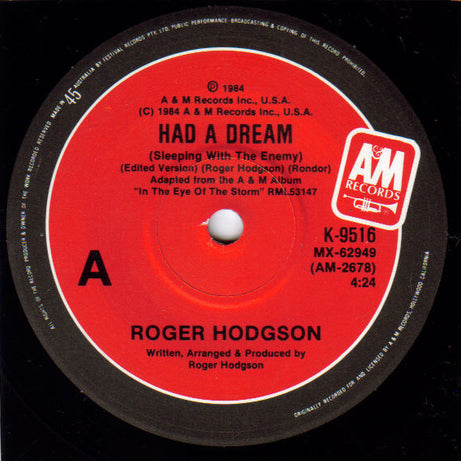 Roger Hodgson : Had A Dream (Sleeping With The Enemy) (7", Single)