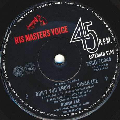 Dinah Lee With Max Merritt And The Meteors : Don't You Know.. (7", EP, Mono)