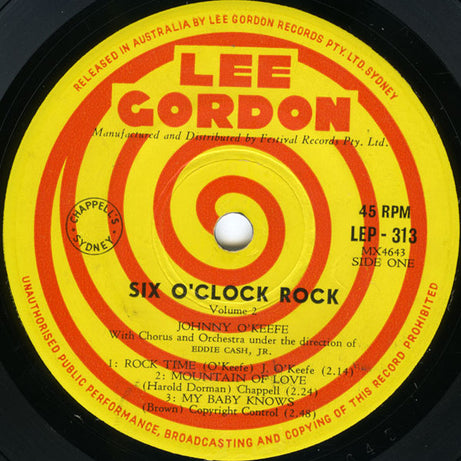 Johnny O'Keefe And The Dee Jays : 6 O'Clock Rock Vol. 2 (7", EP)