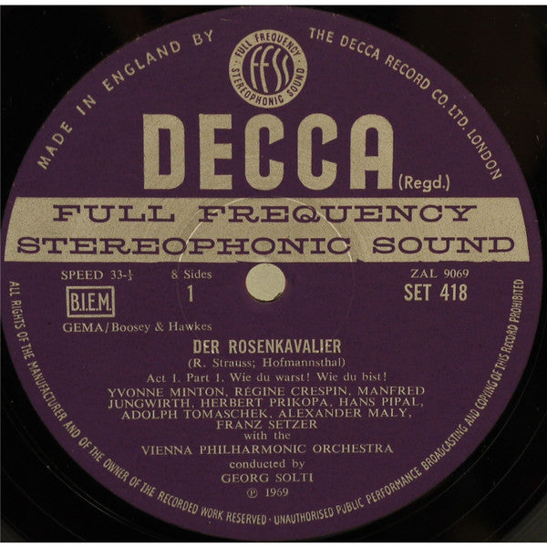 Richard Strauss, Wiener Philharmoniker, Georg Solti, Régine Crespin, Yvonne Minton : Der Rosenkavalier (4xLP, WB  + Box)
