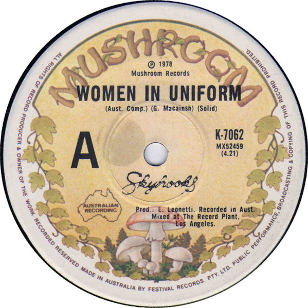 Skyhooks : Women In Uniform (7", Single)