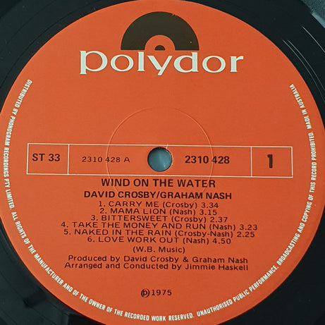 David Crosby / Graham Nash* : Wind On The Water (LP, Album)