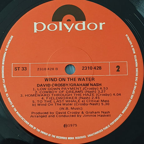 David Crosby / Graham Nash* : Wind On The Water (LP, Album)