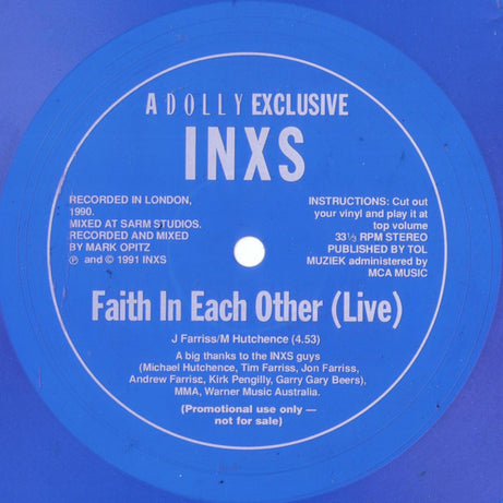 INXS : Faith In Each Other (Live) (Flexi, 7", S/Sided, Promo, Blu)