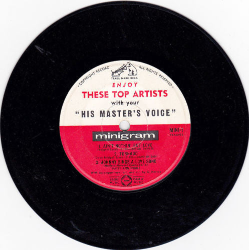 Bryan Davies / Dave Bridge / Patsy Ann Noble : Enjoy These Top Artists (7", S/Sided, EP, Promo)