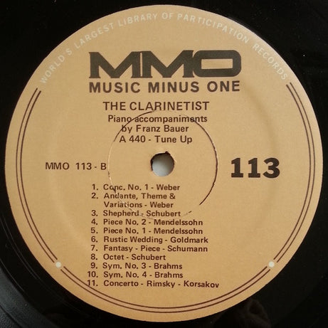 Franz Bauer : The Clarinetist - Piano Accompaniments By Franz Bauer (LP)