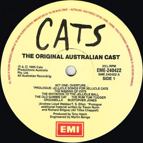Andrew Lloyd Webber : Cats (Australian Cast Recording) (2xLP, Album)