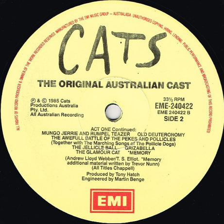 Andrew Lloyd Webber : Cats (Australian Cast Recording) (2xLP, Album)