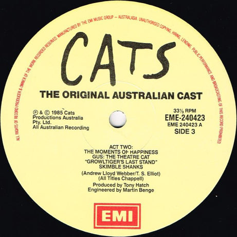 Andrew Lloyd Webber : Cats (Australian Cast Recording) (2xLP, Album)