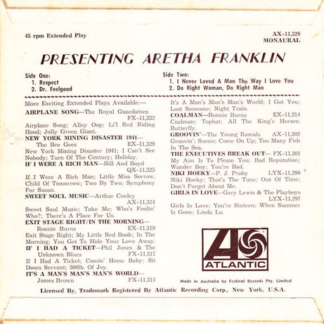 Aretha Franklin : Presenting Aretha Franklin (7", EP, Mono)