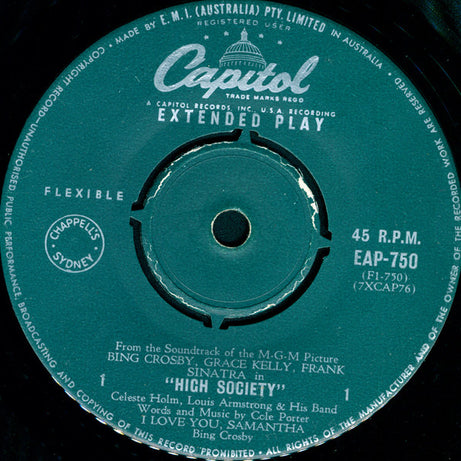 Bing Crosby - Grace Kelly - Louis Armstrong And His Band - Frank Sinatra : High Society (7", EP)