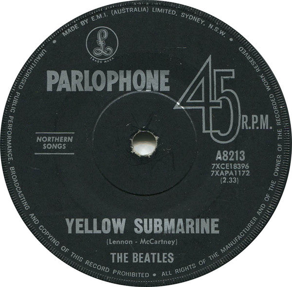 The Beatles : Eleanor Rigby / Yellow Submarine (7", Single, Mono)