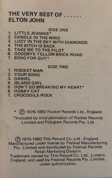 Elton John : The Very Best Of....Elton John (Cass, Comp)