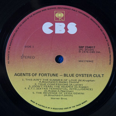 Blue Öyster Cult : Agents Of Fortune (LP, Album)