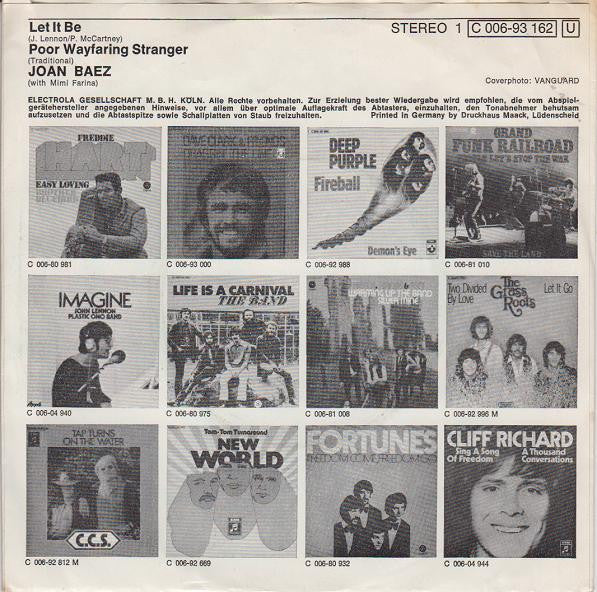 Joan Baez : Let It Be (7", Mono)