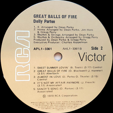 Dolly Parton : Great Balls Of Fire (LP, Album, Gat)
