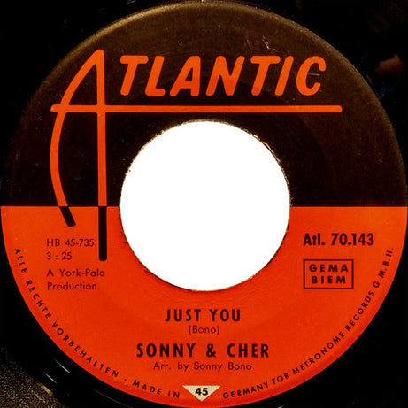 Sonny & Cher : Just You / Sing C'est La Vie (7", Single)