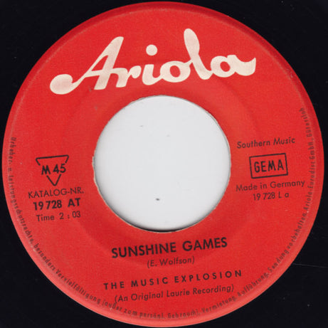 The Music Explosion : Sunshine Games (7", Single)