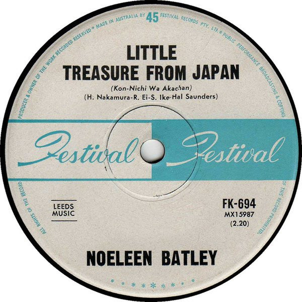 Noeleen Batley / 梓みちよ : Little Treasure From Japan (Kon-Nichi Wa Akachan) (7", Single)