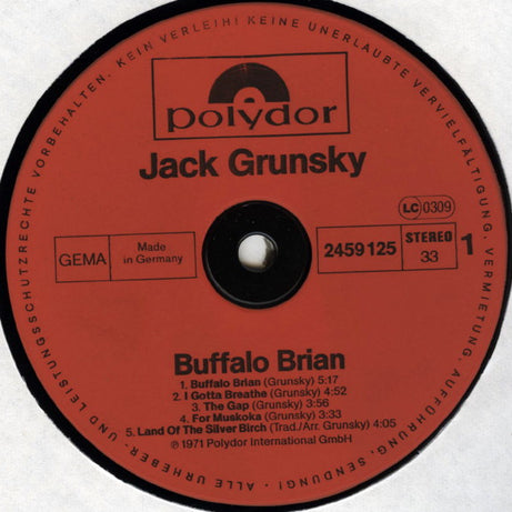 Jack Grunsky : Buffalo Brian (LP, RE)