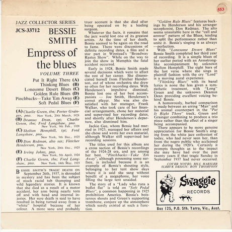 Bessie Smith : Empress Of The Blues Volume Three (7", EP)