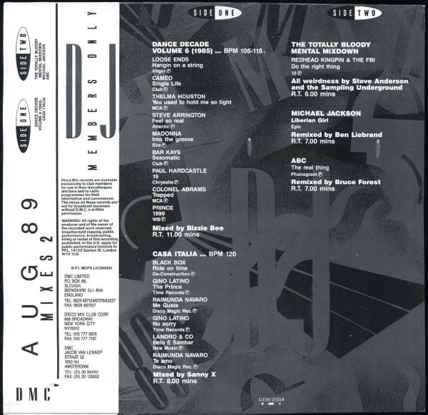 Various : August 89 - Mixes 2 (LP, Comp, P/Mixed)