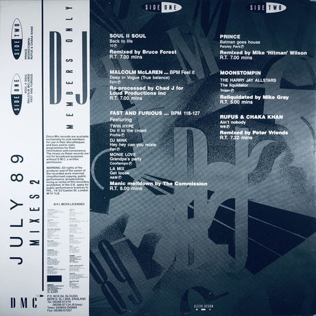 Various : July 89 - Mixes 2 (12", P/Mixed)