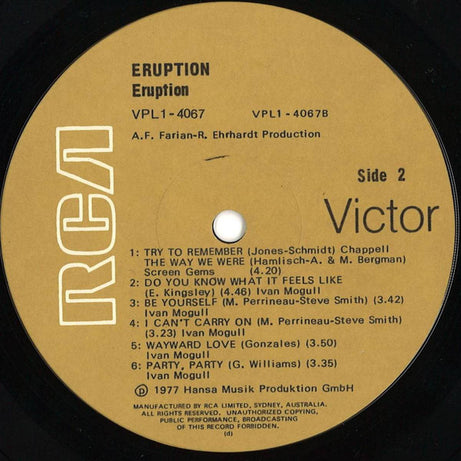 Eruption (4) Featuring Precious Wilson : Eruption (LP, Album)