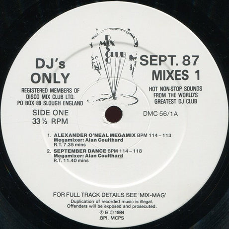 Various : September 87 Mixes 1 (12", P/Mixed)