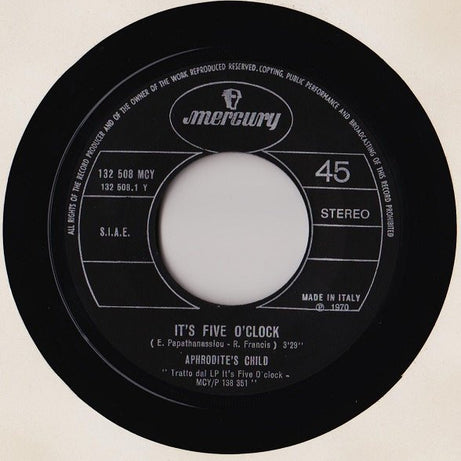 Aphrodite's Child : It's Five O' Clock / Funky Mary (7")