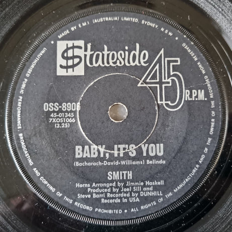 Smith (3) : Baby It's You (7", Single)