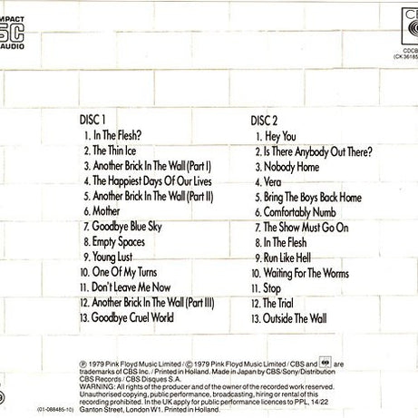 Pink Floyd : The Wall (2xCD, Album, RE)