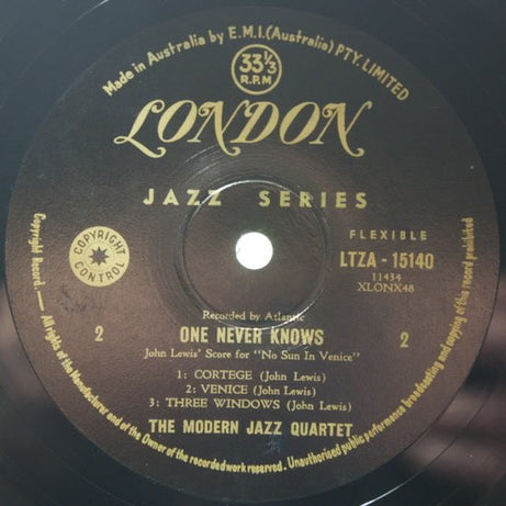The Modern Jazz Quartet : One Never Knows - Original Film Score For “No Sun In Venice”  (LP, Album, Mono)