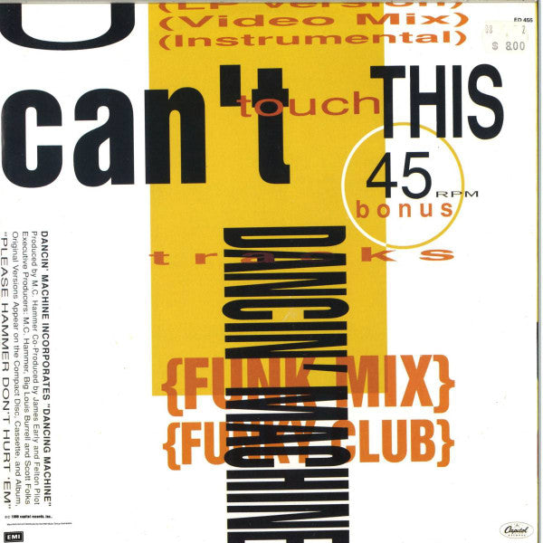 MC Hammer : U Can't Touch This (12", Single)
