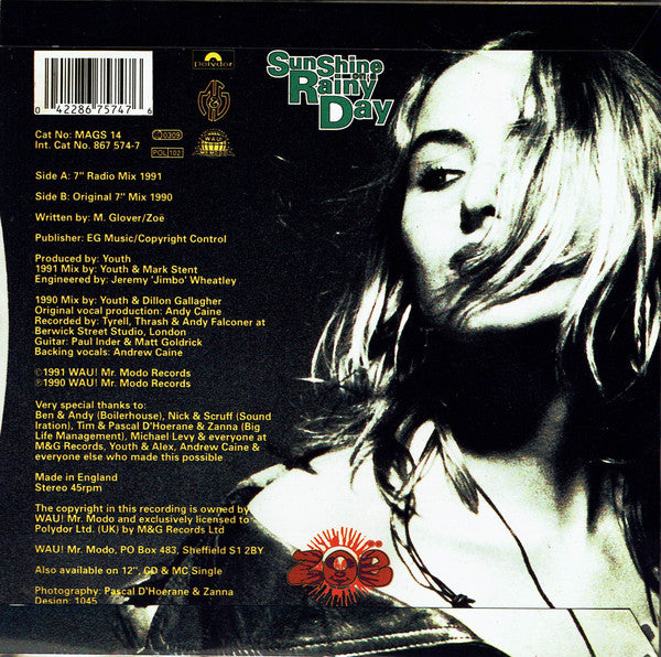 Zoë : Sunshine On A Rainy Day (7", Single)