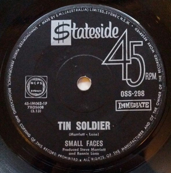 Small Faces : Tin Soldier (7", Mono)