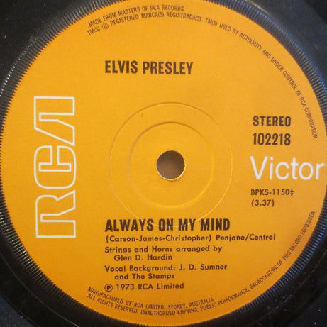 Elvis Presley : Always On My Mind / Separate Ways (7", Single)