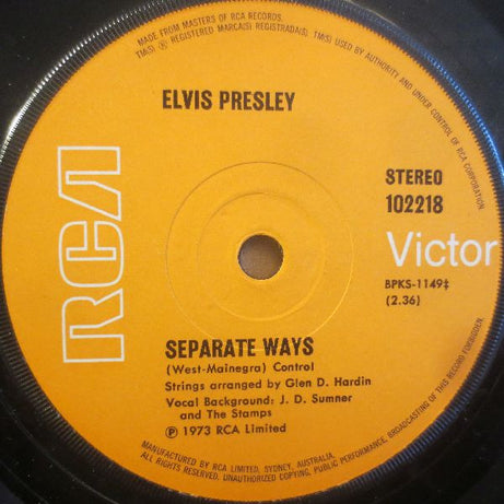 Elvis Presley : Always On My Mind / Separate Ways (7", Single)