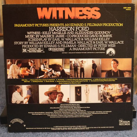 Maurice Jarre : Witness (Original Motion Picture Soundtrack) (LP, Album)